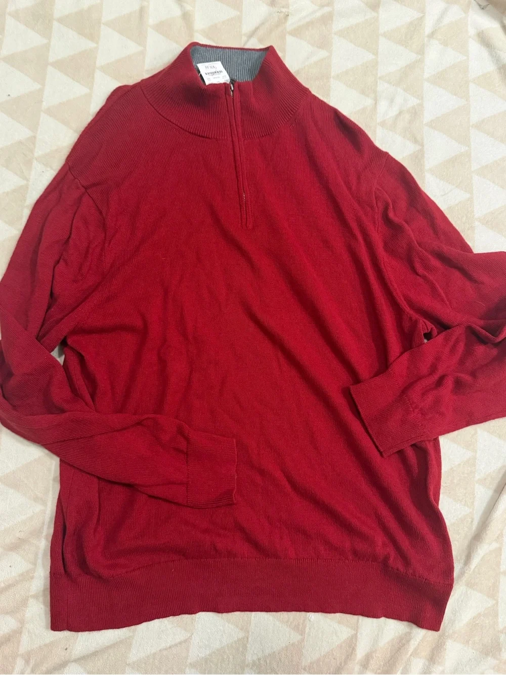 J crew red Cotton quarter-zip sweater